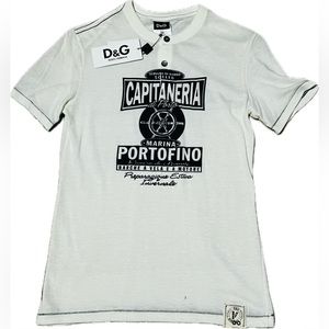 Dolce & Gabbana White Tee with Black Graphics
